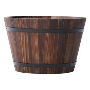 Better Homes & Gardens 17 in Wood Whiskey Barrel Planter,Rustic Finish,New - Picture 1 of 9