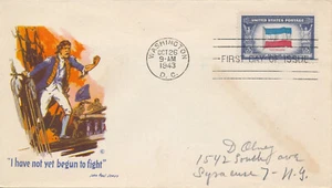 WORLD WAR II WWII PATRIOTIC COVER 1943 OCCUPIED YUGOSLAVIA FDC W/JOHN PAUL JONES - Picture 1 of 2
