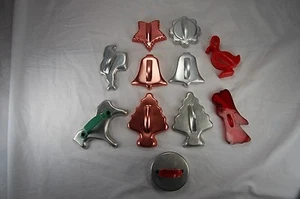 11 Vintage Ausstechformen Griffe Aluminium Kupfer HRM Hutzler Spiegel Weihnachtsbaum Weihnachtsmann - Bild 1 von 5
