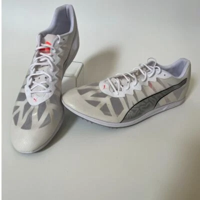 Puma Evospeed Distance 9 Mens Running Track Cleats Shoes Sz 14 NEW White Silver - Image 1 of 4