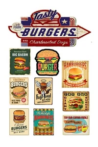 Insegna modellino scala 1:25 1:24 G hamburger ristorante cena - Foto 1 di 1