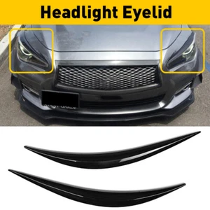 Headlight Eyelid Eyebrows Eye Lid Brow Gloss Black For Infiniti Q50 2014-2021 US - Picture 1 of 16