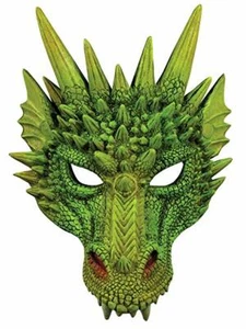 Máscara de dragón verde brillante espuma facial frontal suave y máscara de dragón de látex - Imagen 1 de 1