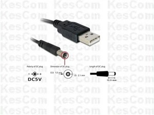 Delock 82197 USB Adapter A Stecker auf Klinkenhohlstecker 5,5x2,1mm  1m - Bild 1 von 1