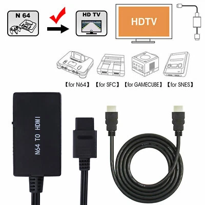 N64 To HDMI Adapter Converter + HD Cable For Nintendo 64 Gamecube Super NES SNES - Image 1 of 4