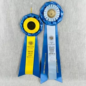 2 Miniature Pinscher AKC Dog Show Rosette Award Ribbons San Bernardino CA - Picture 1 of 16