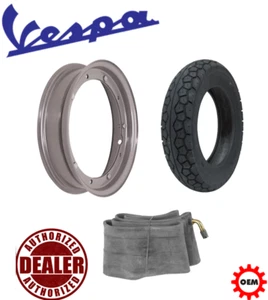 Set Rad Komplett Gummi Zimmer Felge 3 50 10 Piaggio Vespa Px 125 150 200 Omo - Bild 1 von 1