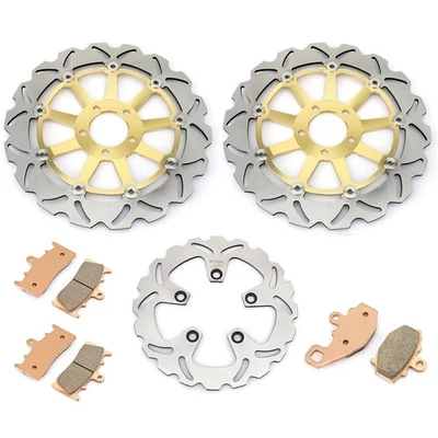 Gold Front Rear Brake Rotors Pads For Kawasaki Ninja ZX-9R ZX 900 B 1996 1997 96 - Imagem 1 de 4