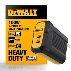 DEWALT Heavy Duty 100W USB C Charger Block(GaN), 2 Port 100 Watt Fast Compact... - Picture 1 of 9