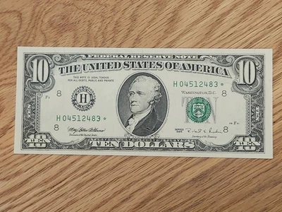 1995 $10 "STAR NOTE" GEM/UNC ST LOUIS #H04512483* 3 OF 3 CONS SERIAL NUMBERS - Image 1 of 4