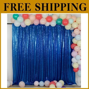 Royal Blue Sequin Backdrop Curtain 7FTx7FT for Parties - Picture 1 of 8