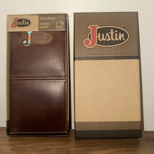 Justin Rodeo Wallet Genuine Leather RFID Card Slots Clear ID Window ...
