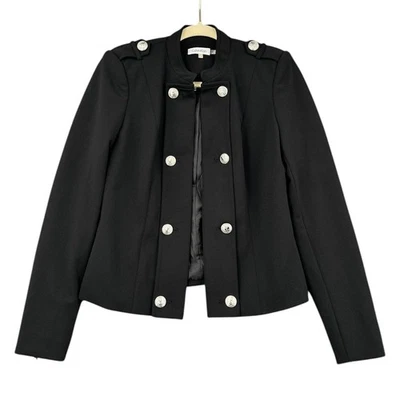 Chaqueta Militar Calvin Klein Negra con Botones de Moneda Plata Charreteras Talla 2 Foto 1 de 4