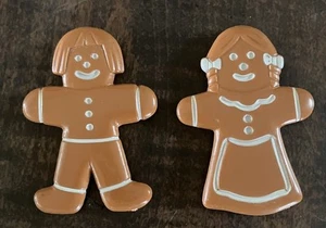 VINTAGE GINGERBREAD MAN WOMAN MAGNET SET SELFIX HONG KONG 80s CHRISTMAS DECOR - Picture 1 of 5