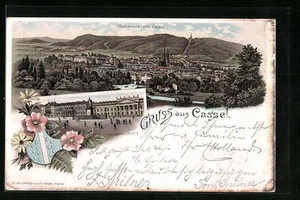 Lithographie Cassel, Panorama, Friedrichsplatz, Stadtwappen 1897 - Bild 1 von 2