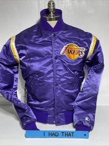 Vintage 80s STARTER NBA Los Angeles Lakers Satin Bomber Jacket Sz Med- Read - Picture 1 of 10