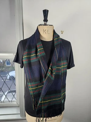 Lochcarron Wool Scarf Men's Green Tartan Check Highlander Scotland 11x53 Inches - Image 1 of 4