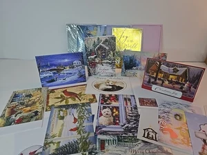 Weihnachtskarten Lot neu unbenutzt 17 Karten mit Umschlägen Tiere Schnee Hund Kardinal  - Bild 1 von 17