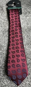 Next Tailoring Herrenkrawatte burgunderrot marineblau Paisleymuster 2,75 Zoll breit neu unbenutzt - Bild 1 von 3
