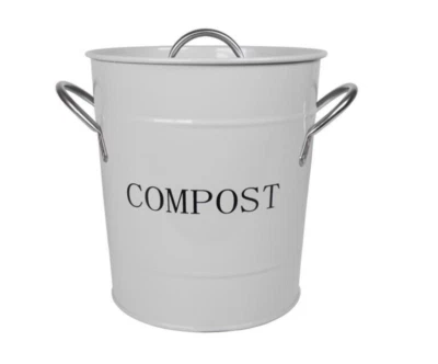 ❤ Mülleimer mit Deckel Emaille  Nostalgie Komposteimer / Dots grau Isabelle Rose - Bild 1 von 4