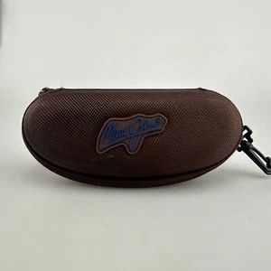 Maui Jim Sunglasses Case Brown Zip Up Clamshell Semi-Hard Case Large Clip On - Picture 1 of 6