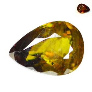 1.48 Ct Pear 8.2 x 8.8 MM Green To Purplish Red Russian Natural Sphene Titanite - Picture 1 of 5