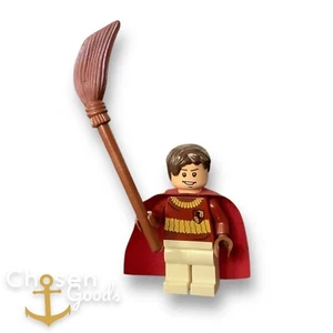 Lego Harry Potter Minifigure Oliver Wood Quidditch Uniform + Broom HP109 - Picture 1 of 6