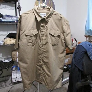 Haband Men's S/S Brown Cotton Blend 2 Pocket Button Down Shirt Size XL L32" NWOT - Picture 1 of 5