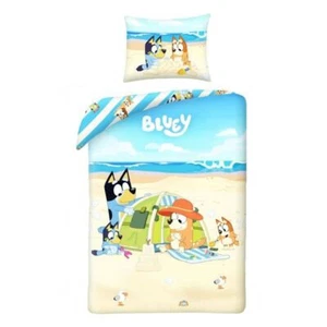 Bluey Family Beach Day Cotton Quilt Cover Set - Single Bed Size - Picture 1 of 1