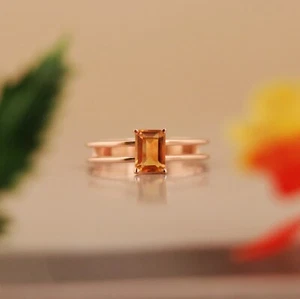 Anillo de deshierbe promesa de plata esterlina 925 enchapado en oro rosa citrino natural - Imagen 1 de 7