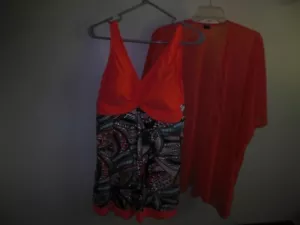 Orange and Multicolor One Piece Swimsuit & Cover Up Women's Plus Size 2X - Picture 1 of 13