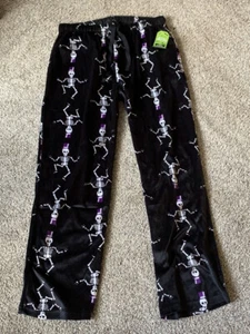 Nwt Bascis Resources MENS Lounge Pants Pockets Velour SKELETON L - Picture 1 of 7
