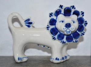 USSR Gzhel Porcelain Blue & white : LION - Picture 1 of 2