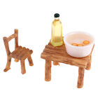 1Set 1:12 Dollhouse Miniature Kitchen Chair Rolling Pin Olive Oil Egg Model DIY