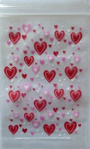 Valentine's Day ~ 40 Heart Zip Seal Party Treat Goody Plastic Bags ~ Red/Pink - Picture 1 of 3