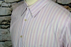 CLUB MONACO Men's Shirt Multi Color Stripe Cotton Point Collar 16 XL - Picture 1 of 6