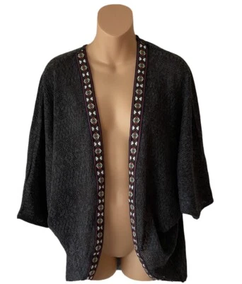 Flying Tomato Open Cardigan Sweater Dolman Batwing Gray Boho Size S/M - Imagem 1 de 4