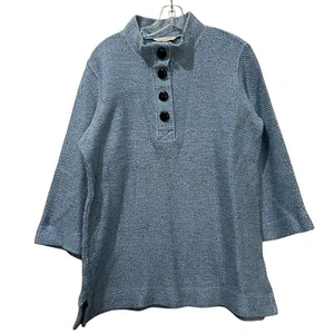 Weiche Umrandung mittelblau 3/4 Arm Pullover Bluse B2 - Bild 1 von 4