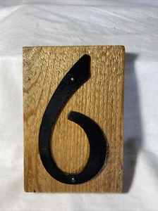 Rustic Reclaimed Wood House Number with Black Aluminum Number ~ 6 or 9 - Picture 1 of 2