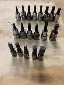 Pre-owned Craftsman Hex/Torx bits 1/4" , 3/8" in. Drive , SAE/ Metric - Picture 1 of 5
