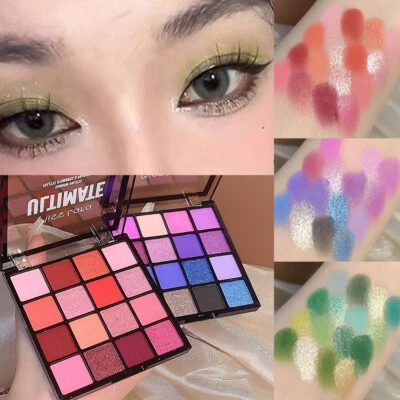 16Colors Eyeshadow Pearlescent Matte Palette Eye Shadow Long Lasting Eye Make *~ - Image 1 of 4