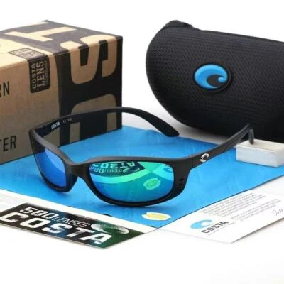 Costa Del Mar Brine Matte Black/Green Mirror Polarzied Sunglasses 580p - Image 1 of 4