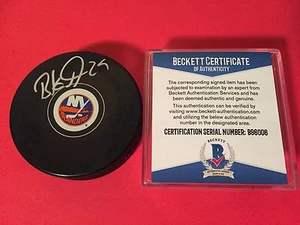 Disco Firmado Brock Nelson Islanders Automático Beckett Certificado de Autenticidad - Imagen 1 de 2