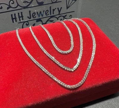 18K Solid White Gold Square Wheat Chain Necklace 18 Inches - Image 1 of 4