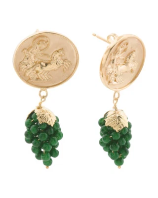 Pendientes TAGLIAMONTE Hechos en Italia Chapados en Oro 18kt Uva Veneciana... Foto 1 de 2