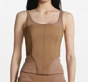 DION LEE CONTOUR RIB CORSET Timber Brown TOP Size 8 $490rrp Bonded Cotton - Picture 1 of 8