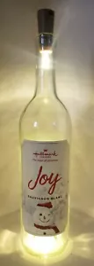 Hallmark Channel JoyLight Up Glass Bar Christmas Wine Bottle With White Light! - Picture 1 of 22