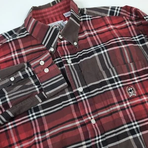 Cinch Mens Plaid Long Sleeve Cowboy Western Cotton Button Down Red Large - Picture 1 of 6