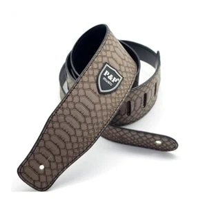MusicULTD Tan Leather Snakeskin Snake Serpent Guitar Strap - Picture 1 of 2
