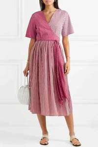 NWT Diane Von Furstenberg DVF Tricolor Striped Wrap Dress10 MSRP $528 - Picture 1 of 12